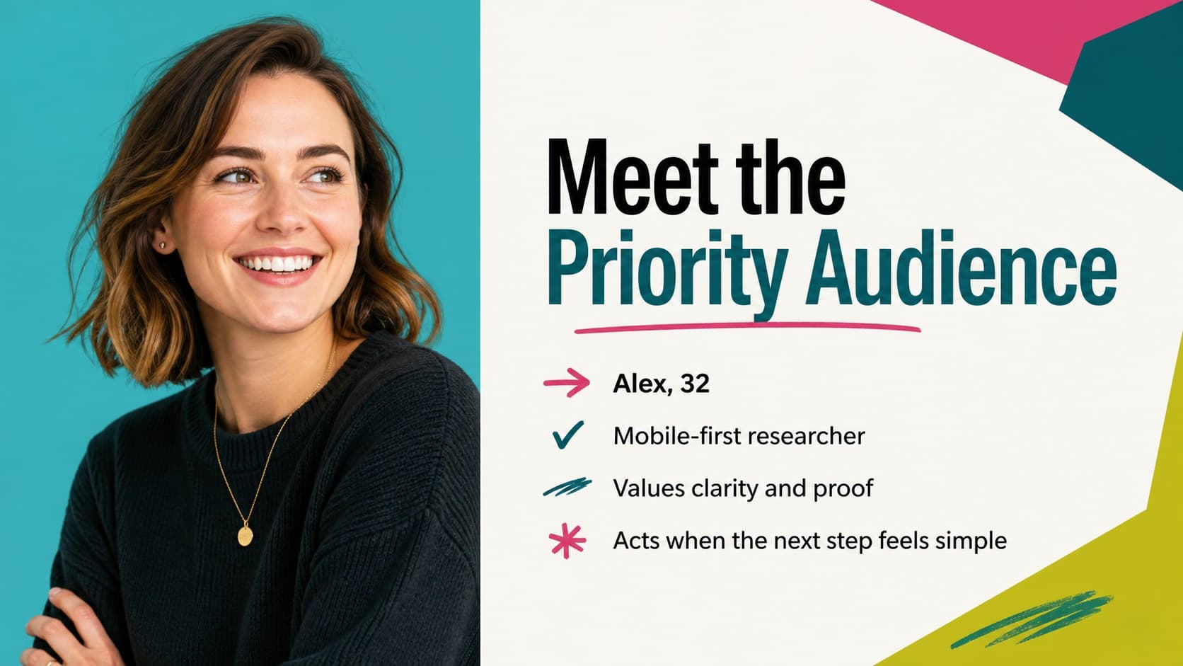 Audience insight slide presenting a primary customer profile for digital campaign planning.