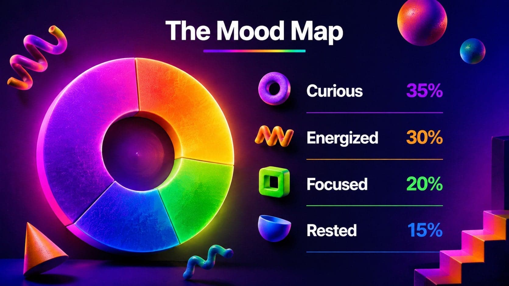 Gradient heat-map mood chart for a playful personal highlights presentation template.