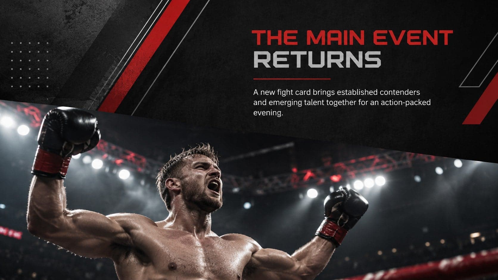 Headline story layout for a martial arts newsletter presentation with an athlete photograph.