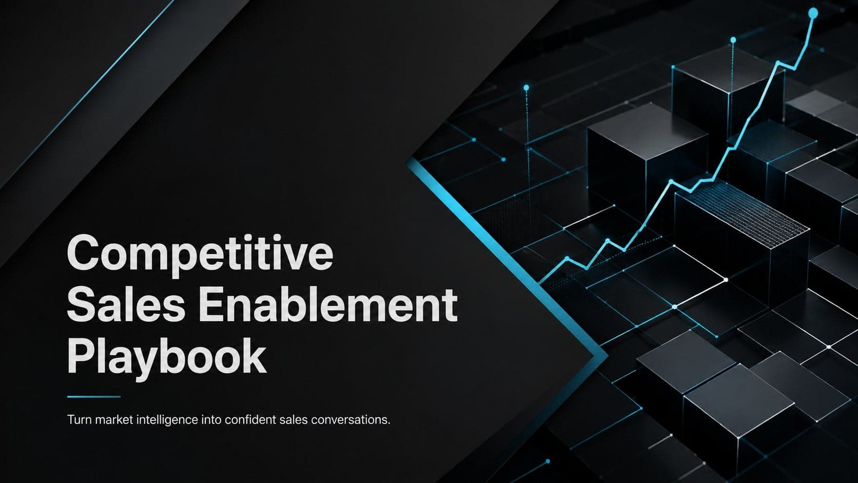 Cover of the Competitive Sales Enablement Playbook in a modern black, white, and blue corporate style.