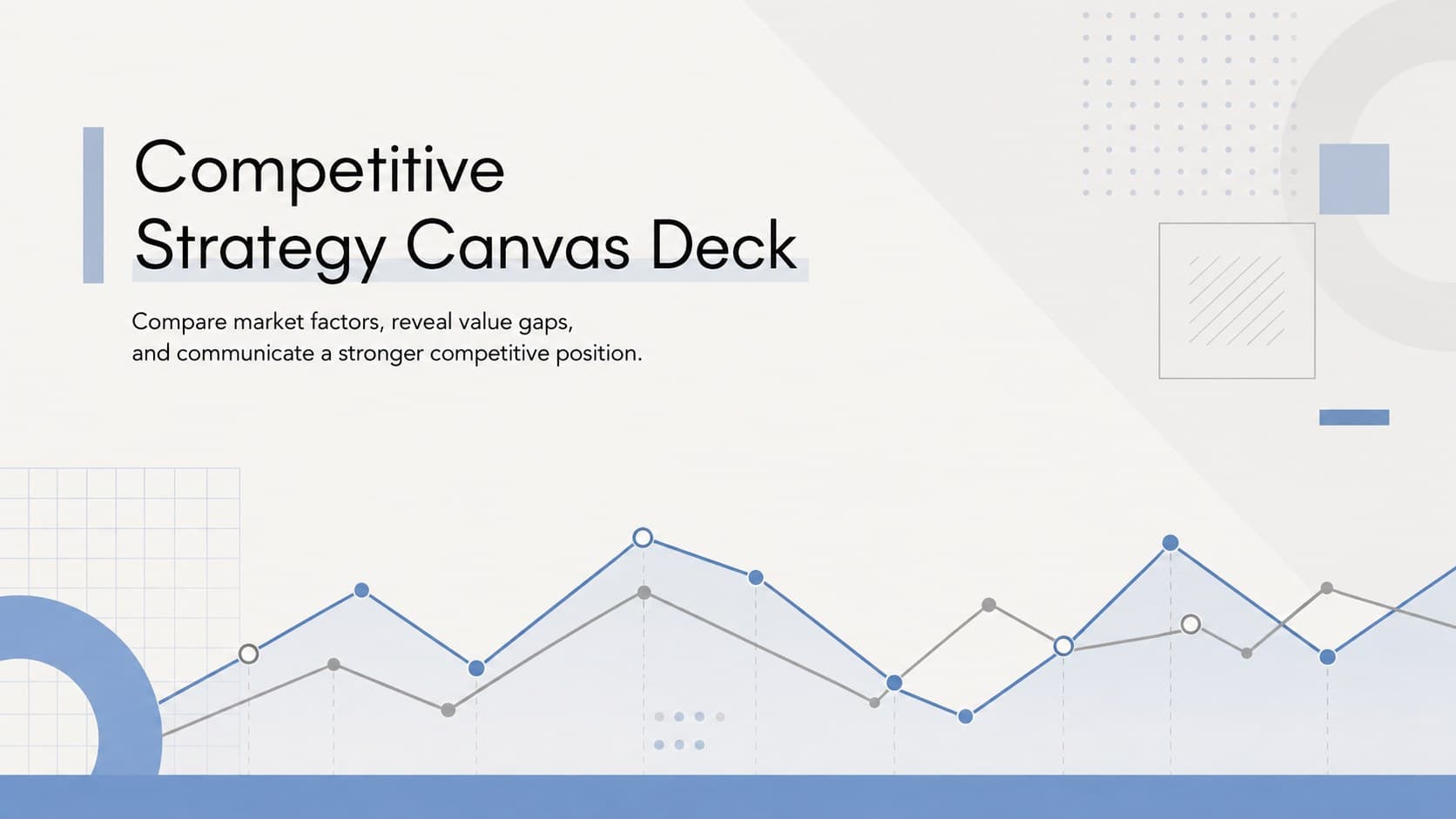 Cover of a competitive strategy canvas deck with modern grey-and-blue geometric accents.