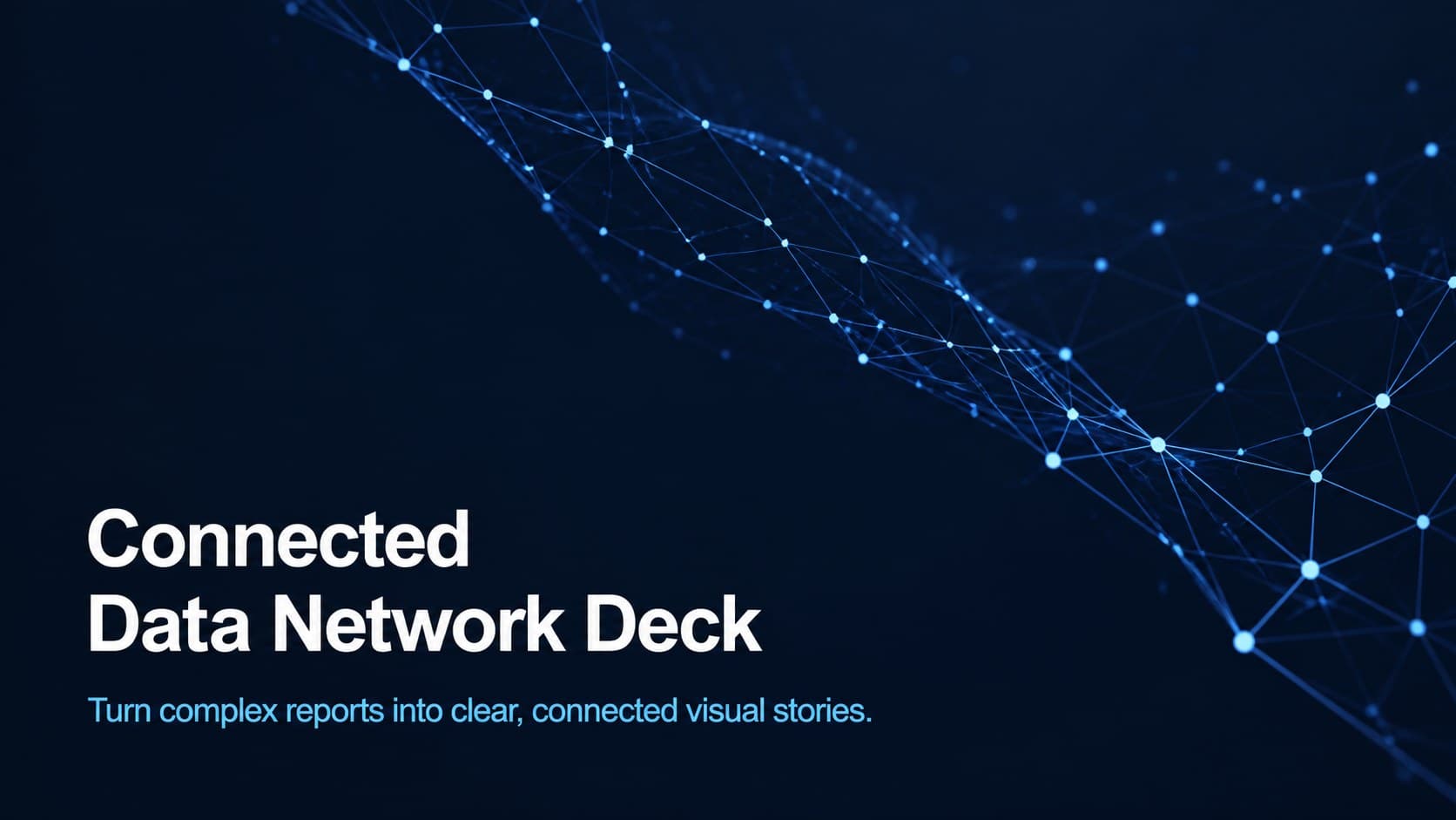 Connected Data Network Deck cover with blue particle connections on a dark technical background.