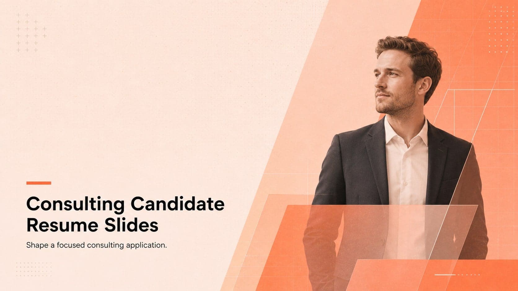 Cover for Consulting Candidate Resume Slides with an orange textured gradient and clean professional typography.