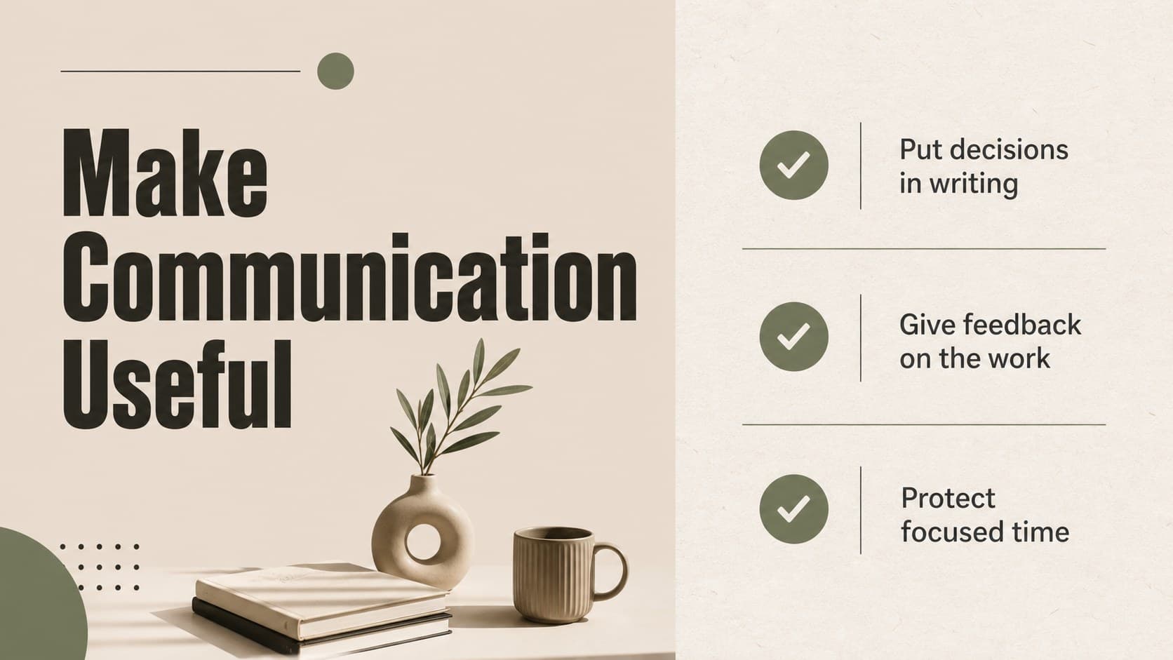 Communication standards slide for an advertising team culture deck with clear meeting and feedback practices.