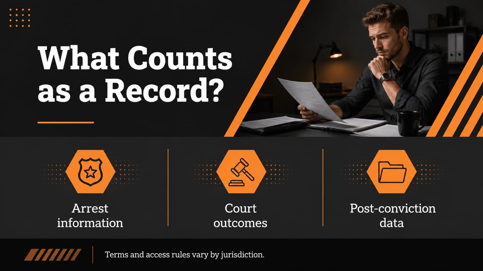 Definition slide explaining what a criminal record can include.