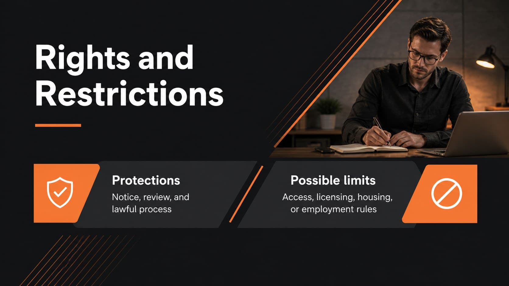 Comparison slide showing common rights and possible record-related restrictions.