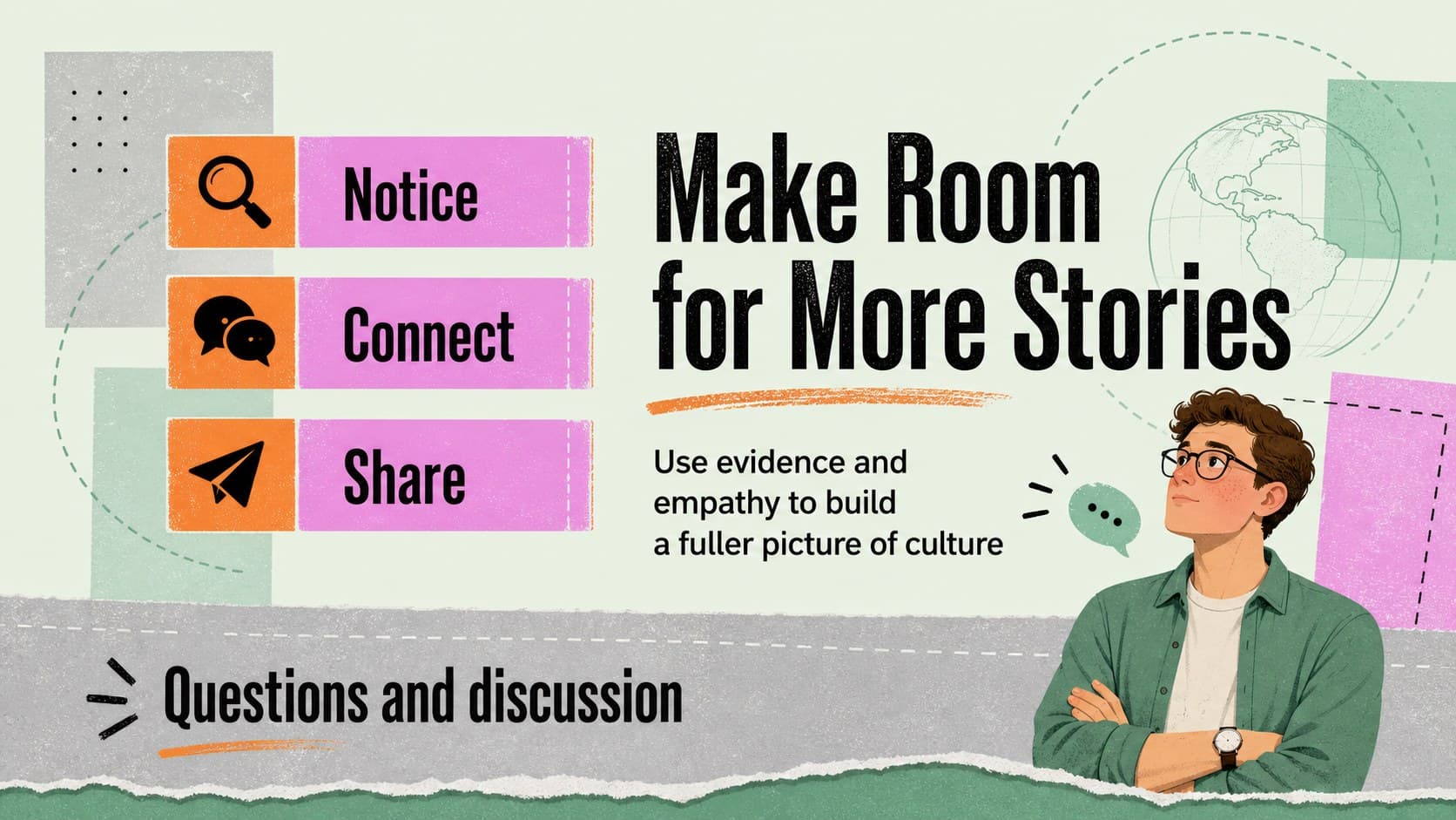 Closing slide for an editable cultural diversity presentation with key takeaways and a community-focused callout.