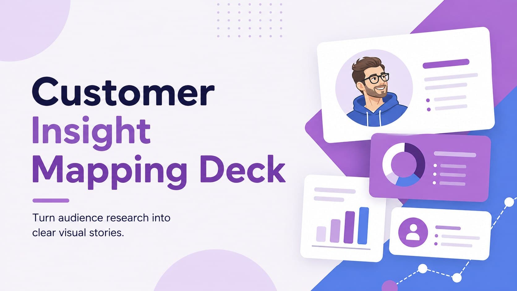 Colorful geometric cover for a customer insight mapping deck with a bold title and abstract audience research shapes.
