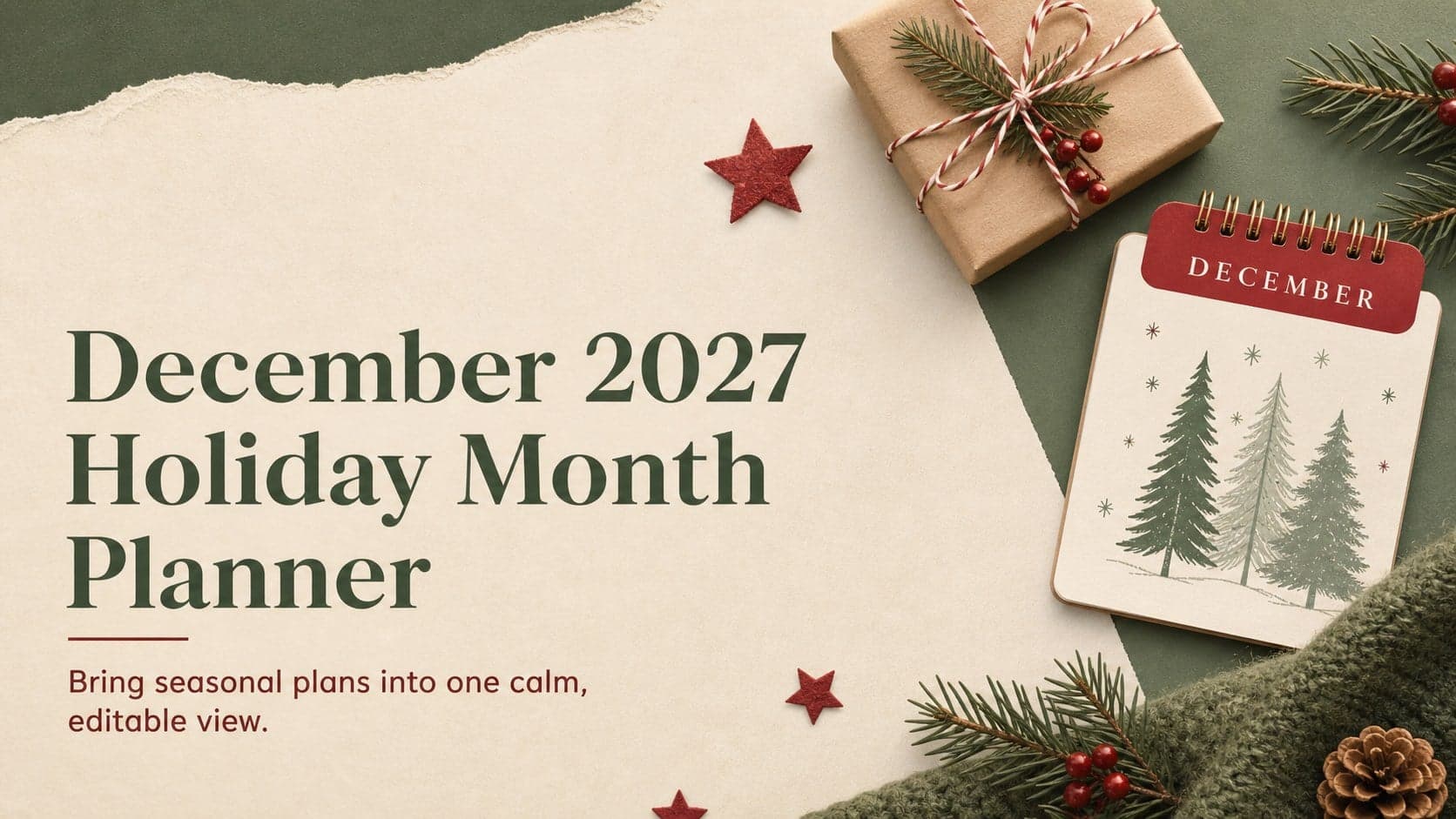 December 2027 Holiday Month Planner preview