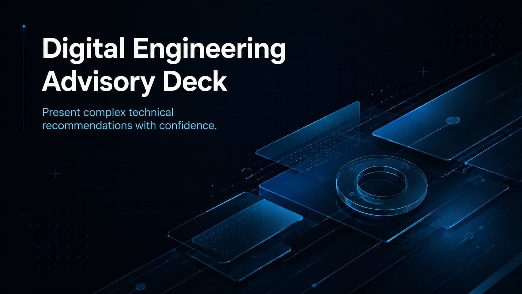 Cover of the Digital Engineering Advisory Deck with blue-and-black 3D technology graphics.