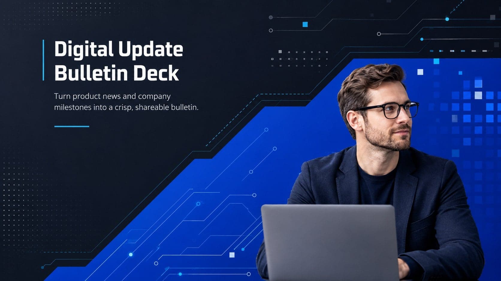 Cover of the Digital Update Bulletin Deck with deep blue geometric technology graphics and a concise editorial subtitle.