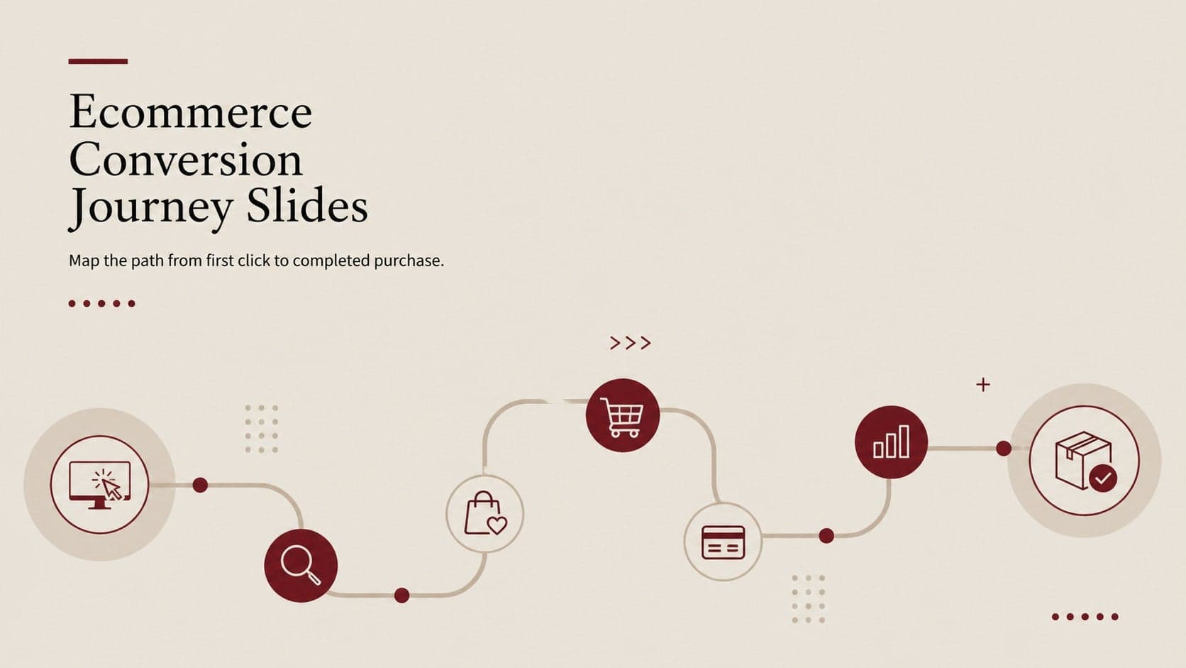Minimalist red and beige cover slide for an ecommerce conversion journey presentation.