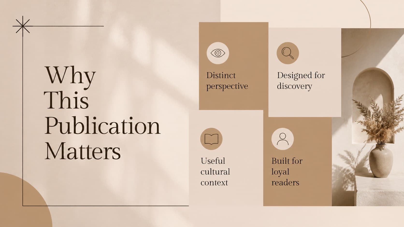 Value proposition slide explaining the differentiators of an editorial fashion media brand.