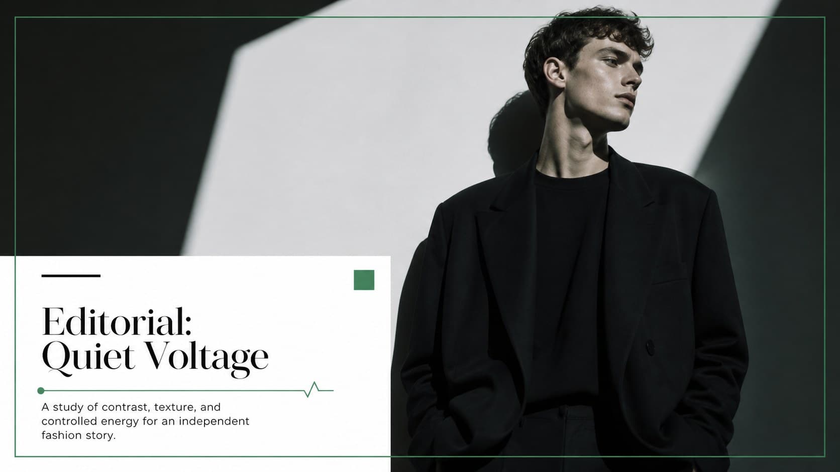 Editorial story opener featuring a dramatic portrait and narrative text in a magazine-inspired portfolio layout.