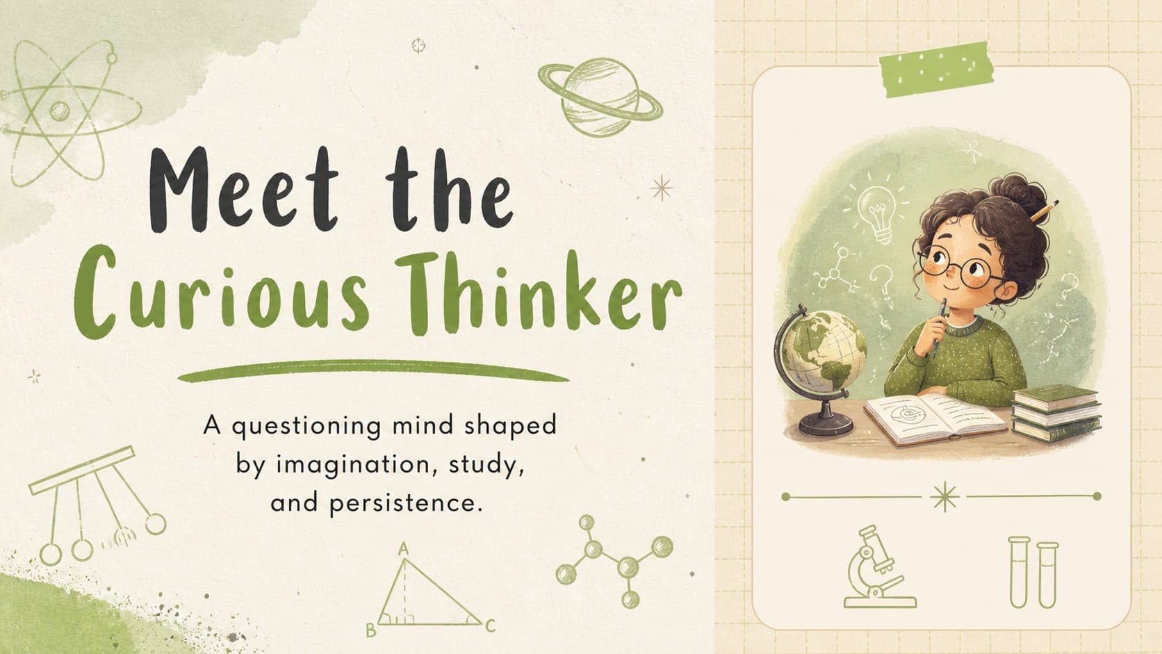 A classroom-friendly opening profile slide for an Einstein science biography presentation.