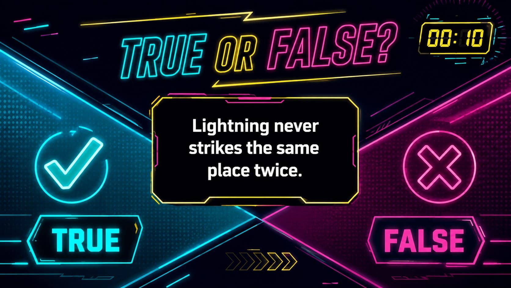 True-or-false challenge slide from an interactive classroom quiz deck.