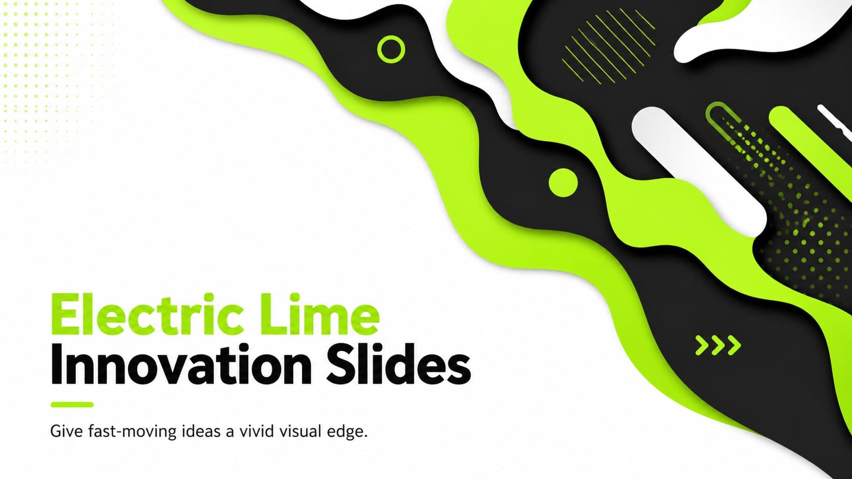 Electric Lime Innovation Slides cover with vivid green organic graphics and a bold modern title.
