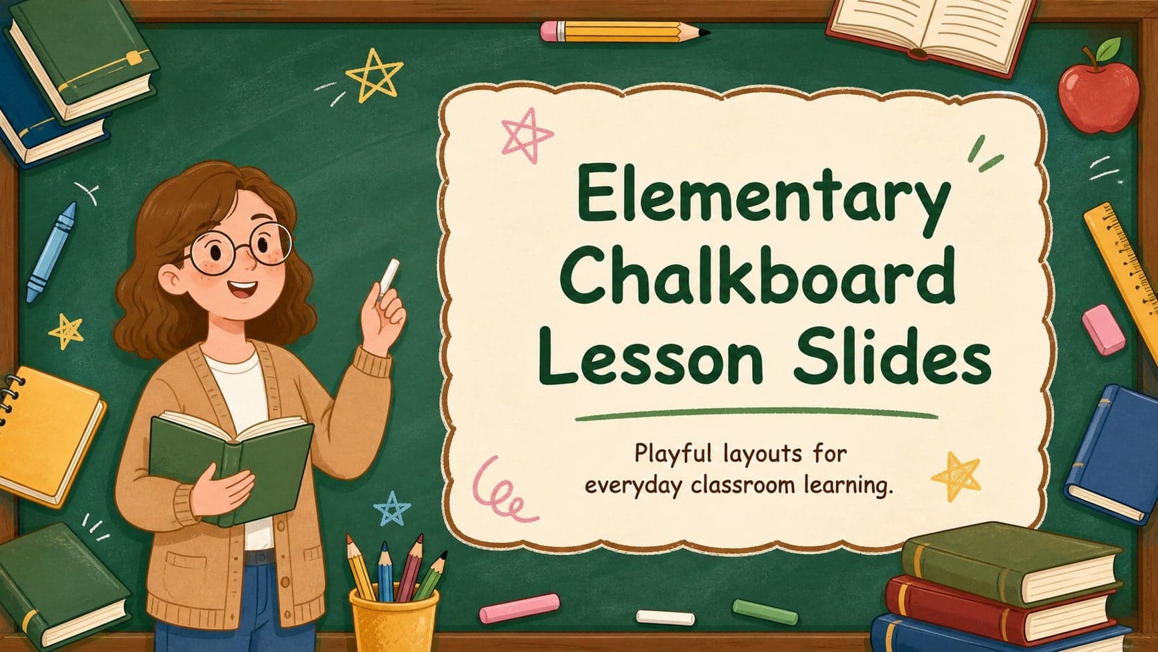 Elementary Chalkboard Lesson Slides preview