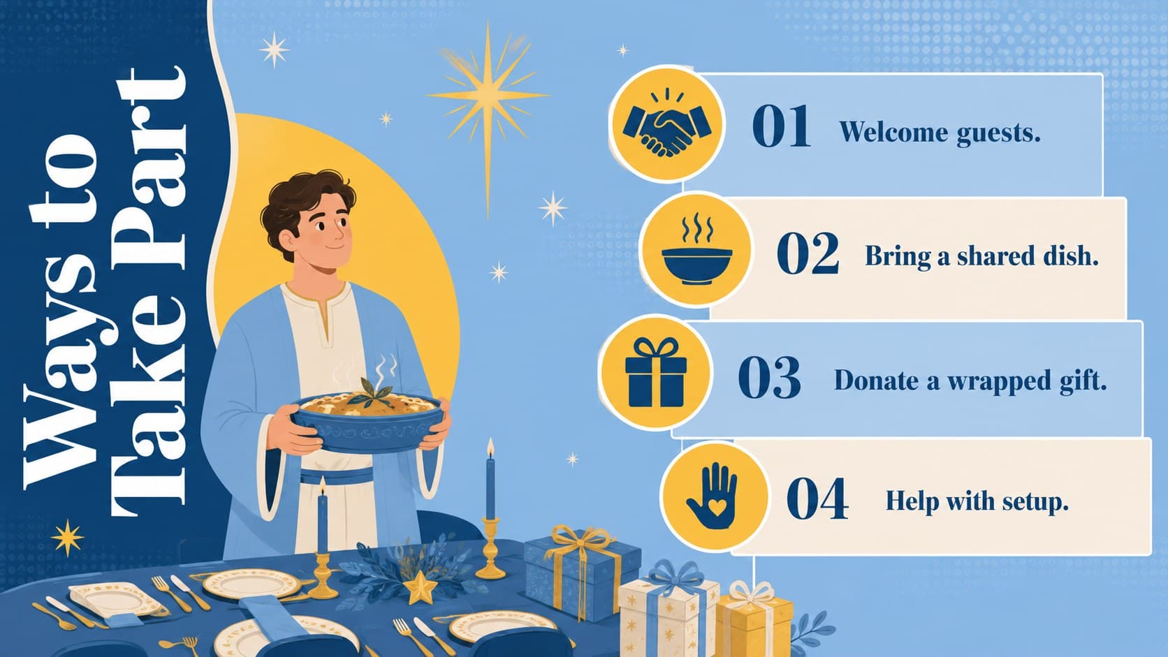 Parish Epiphany announcement template highlighting volunteers, donations, and event preparation.