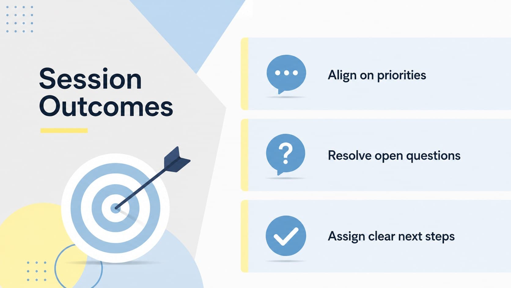 School staff meeting presentation slide outlining three practical session outcomes.