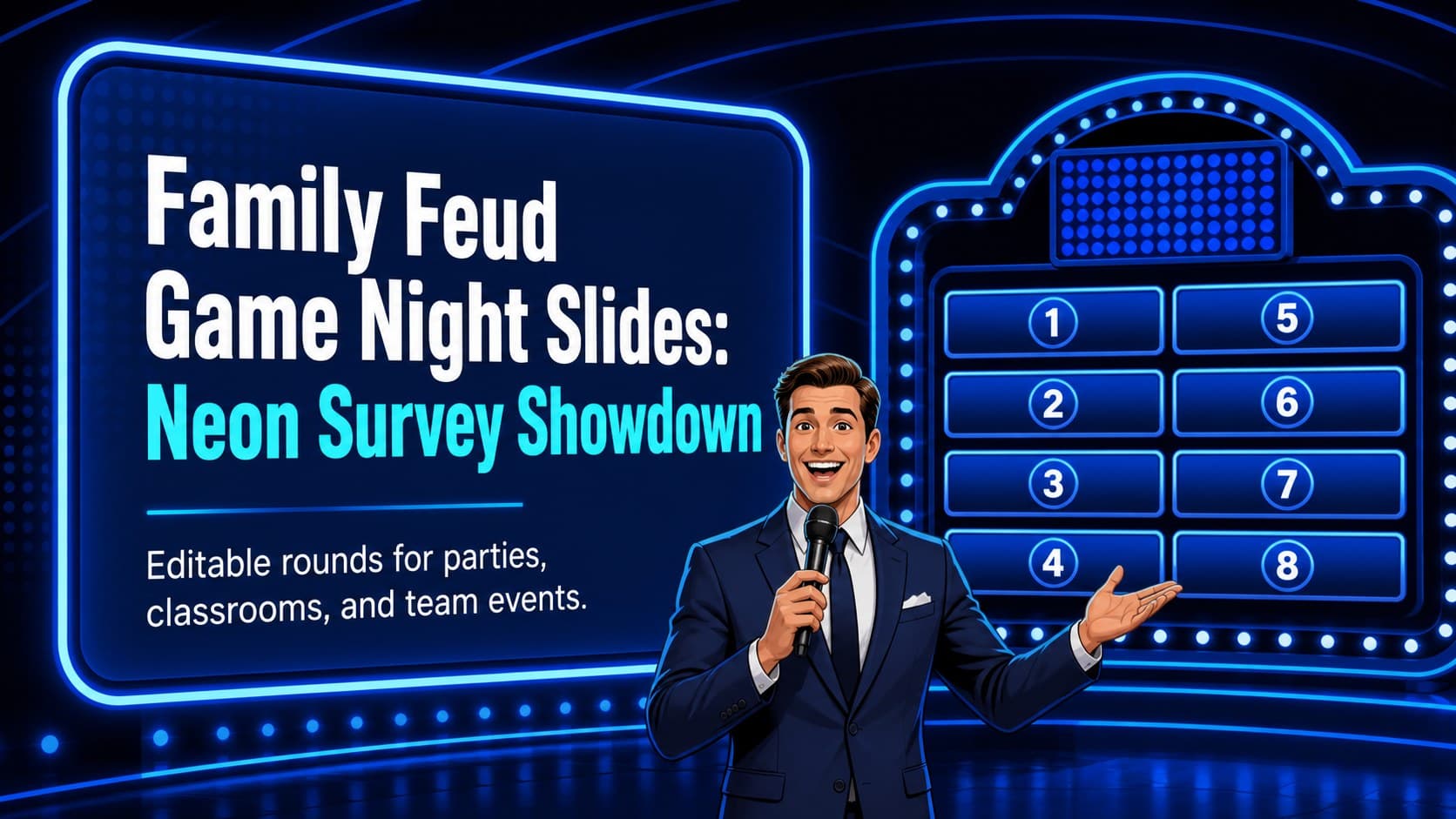 Family Feud Game Night Slides: Neon Survey Showdown preview