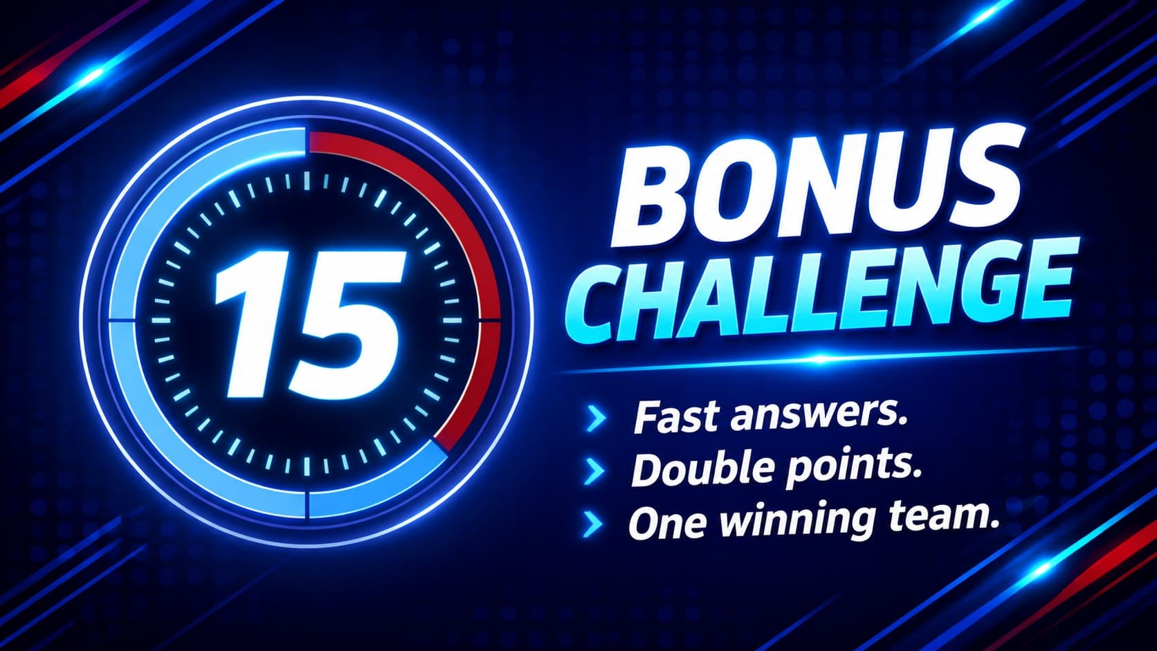 Bonus challenge slide featuring a large neon countdown-style visual and editable challenge text.