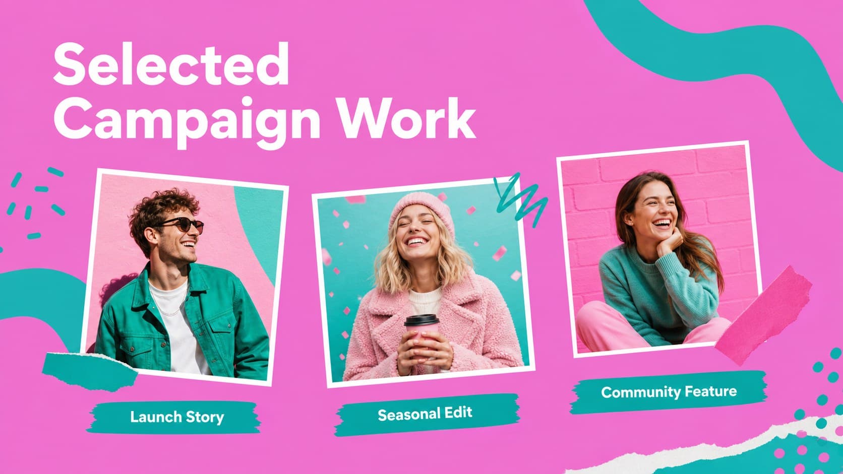 Campaign highlights slide displaying selected fashion collaborations and project results.