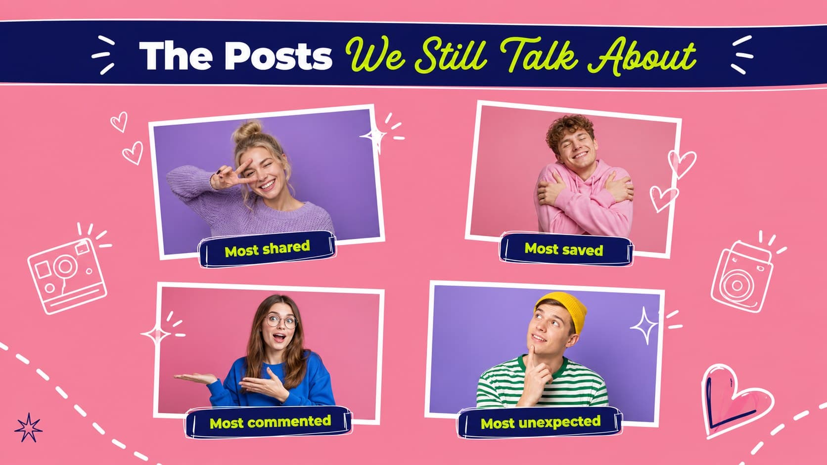 Favorite posts slide presenting memorable content from a social media journey.