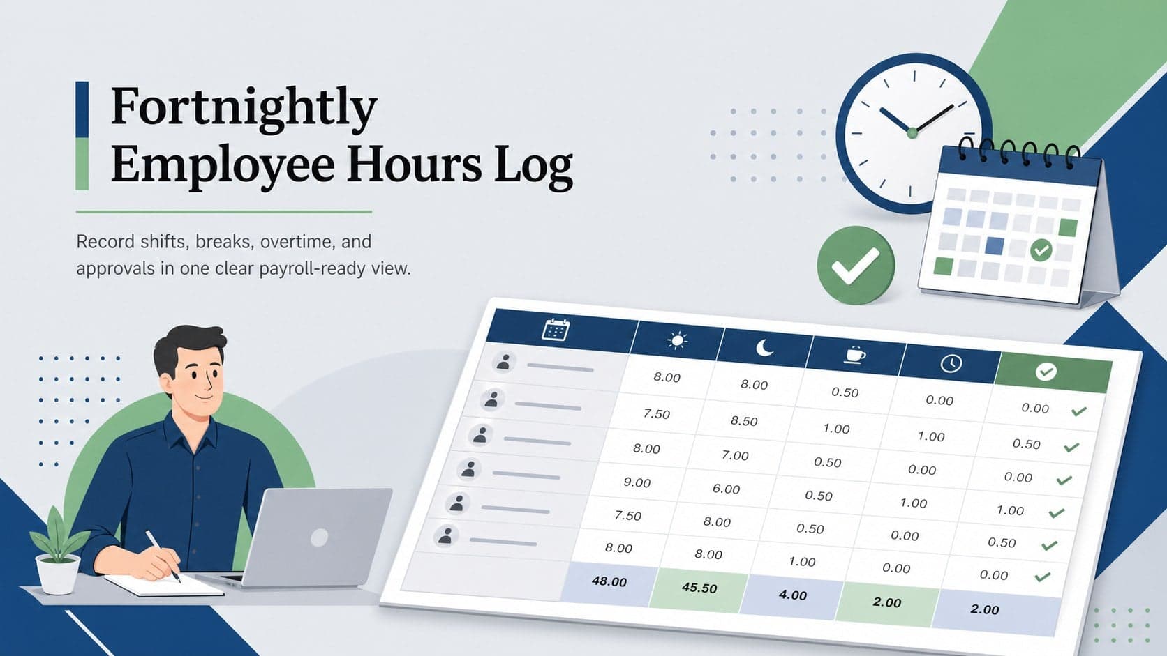 Fortnightly Employee Hours Log preview