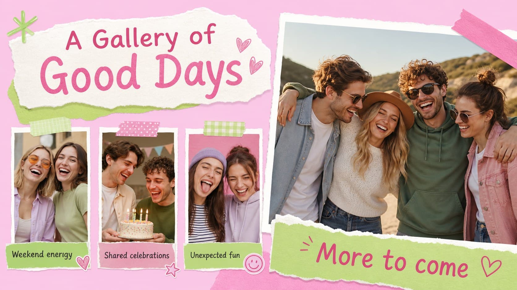 Collage slide combining friendship photos and captions for a best friend memories slideshow.