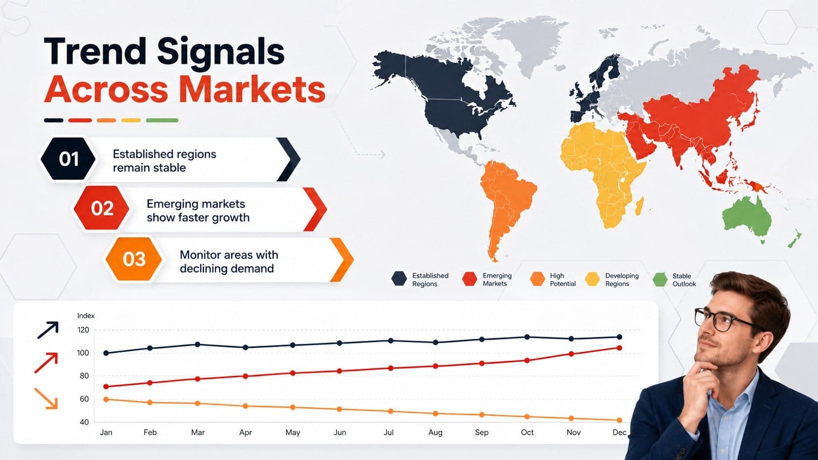 Geographic data visualization deck slide highlighting market trends and opportunity signals.