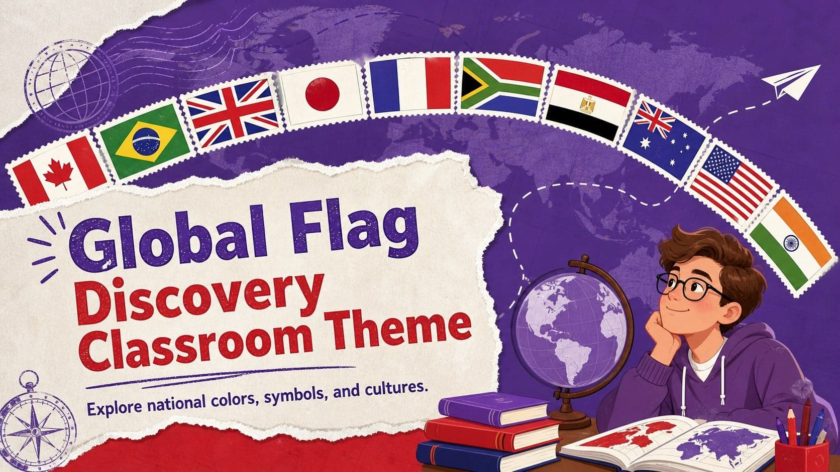 Global Flag Discovery Classroom Theme preview