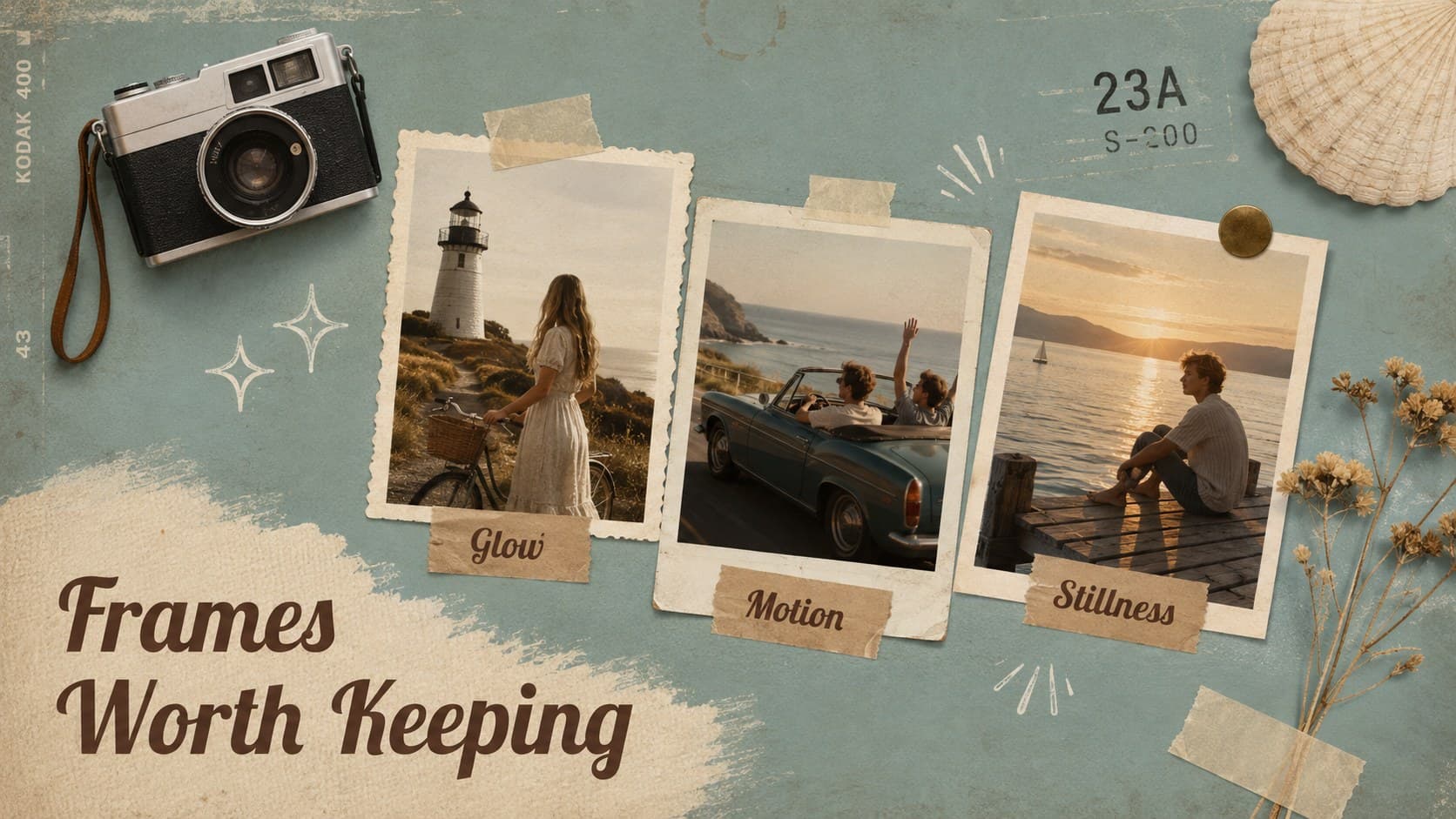 Summer photography portfolio slide displaying three distinct golden hour image treatments.