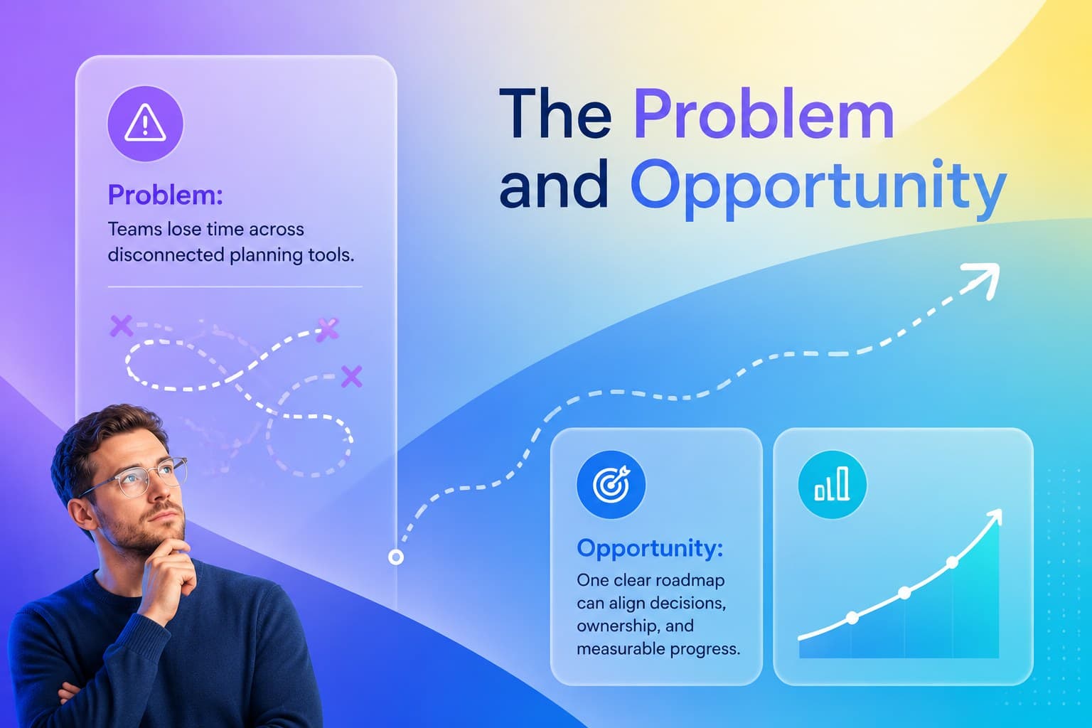 Business planning slide comparing the core customer problem with the proposed opportunity.