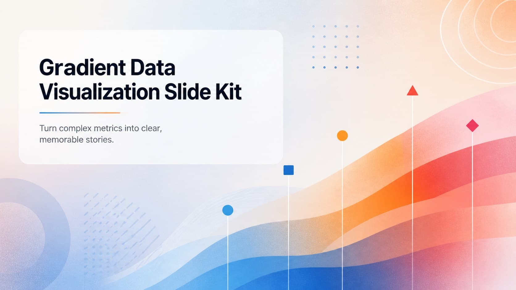 Cover slide for gradient data visualization slides featuring a colorful abstract data field and a clear business presentation title.