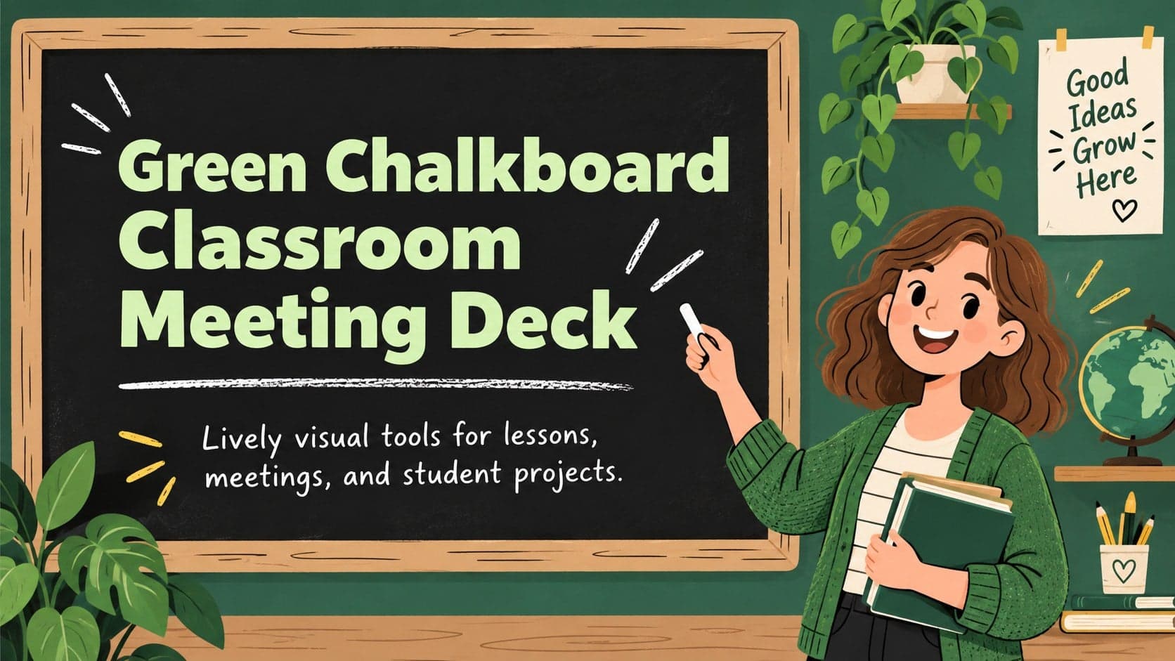Green Chalkboard Classroom Meeting Deck preview