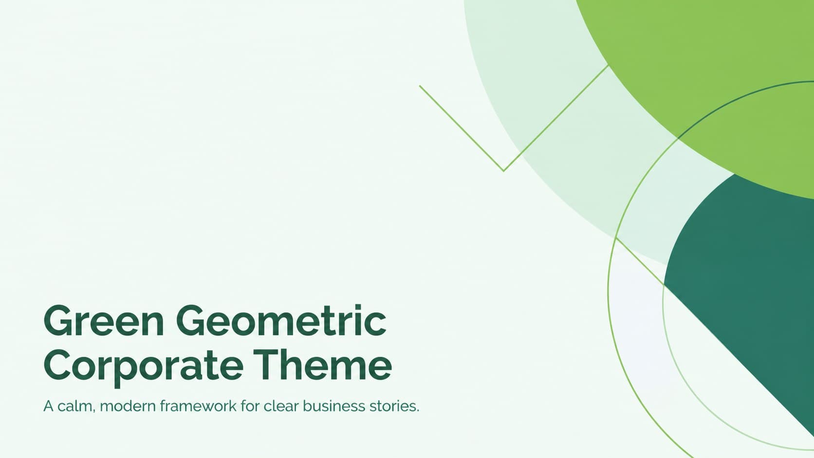 Cover of the Green Geometric Corporate Theme featuring layered green shapes and a clean professional title layout.