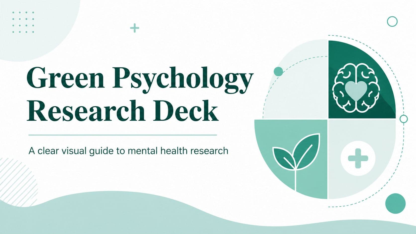 Cover slide for a green psychology research deck with an illustrated mental health study title.