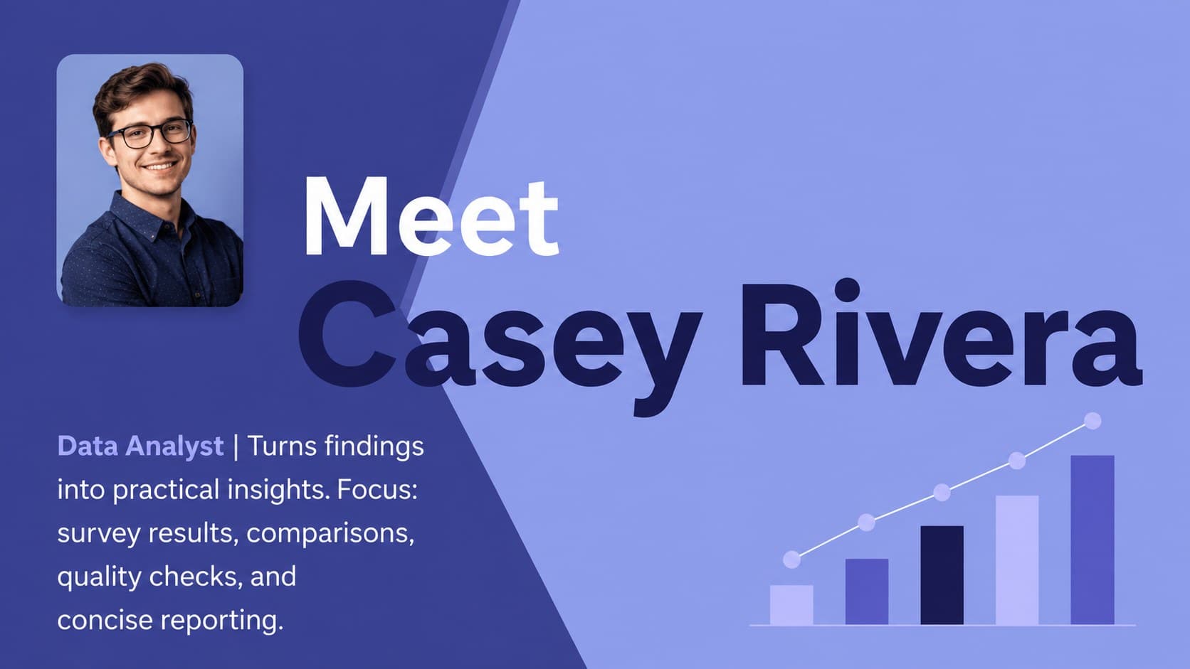 Editable member biography deck slide profiling a data analyst through key skills and responsibilities.