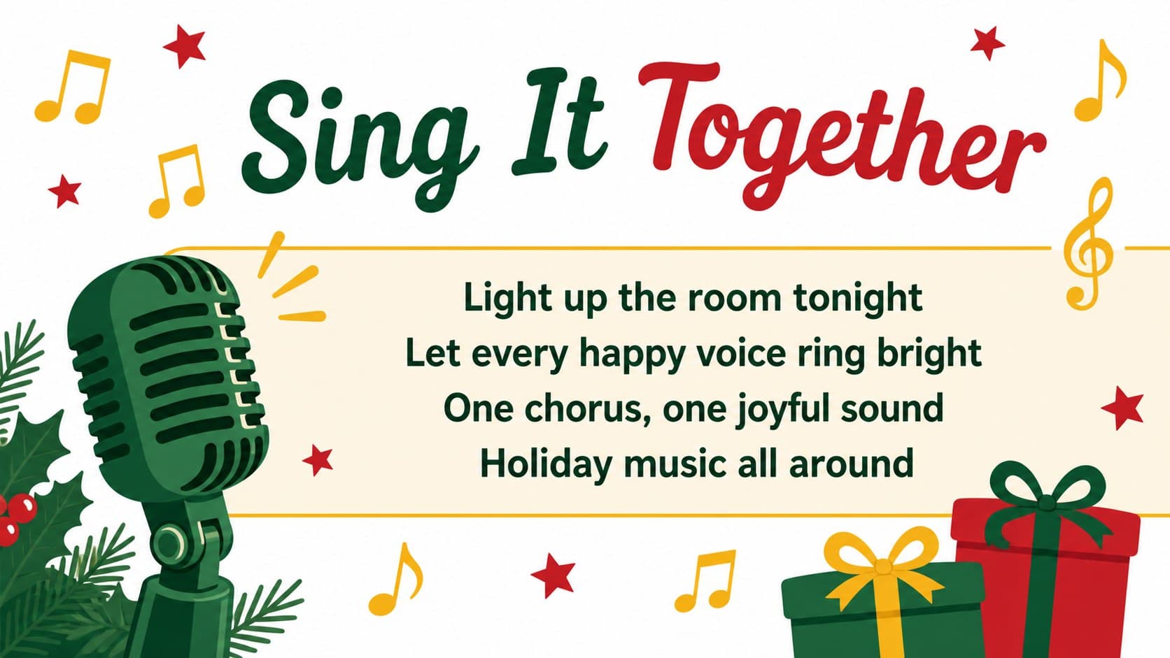 Lyric display slide presenting a short holiday chorus for group singing.