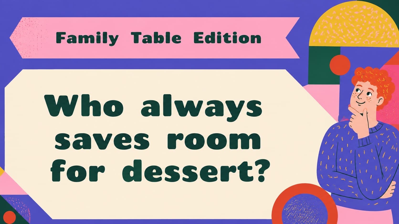 Seasonal icebreaker slide with a family-friendly question about holiday gatherings.