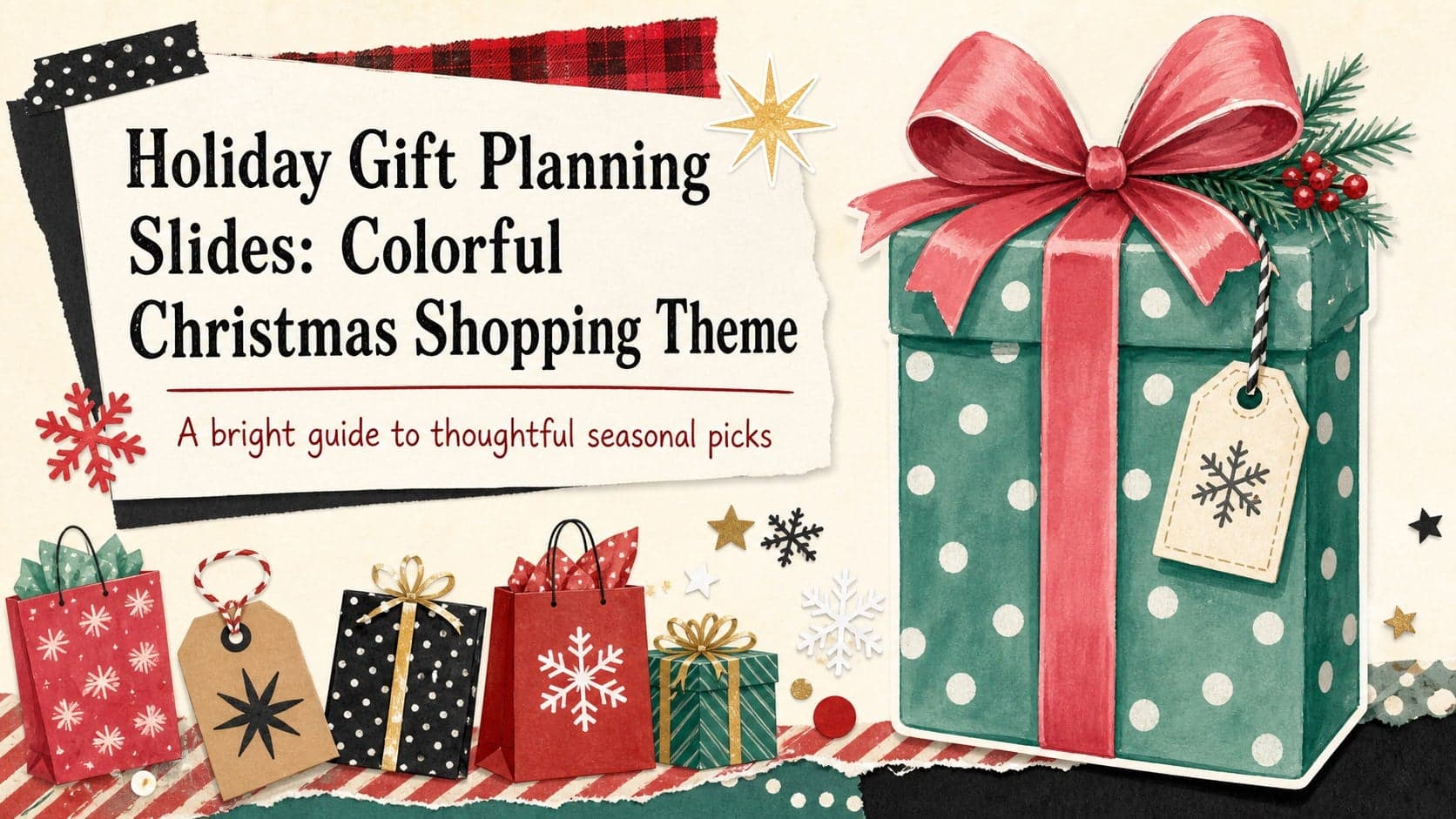 Holiday Gift Planning Slides: Colorful Christmas Shopping Theme preview