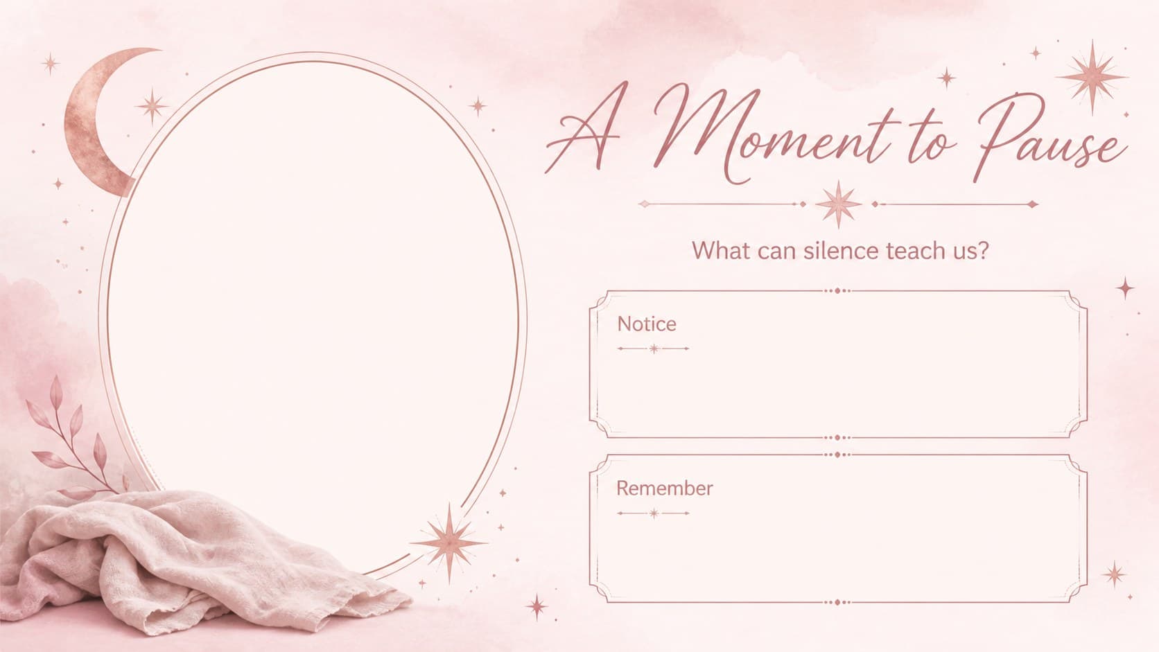 Holy Saturday pause slide with a quiet pink layout for devotional notes and personal reflection.