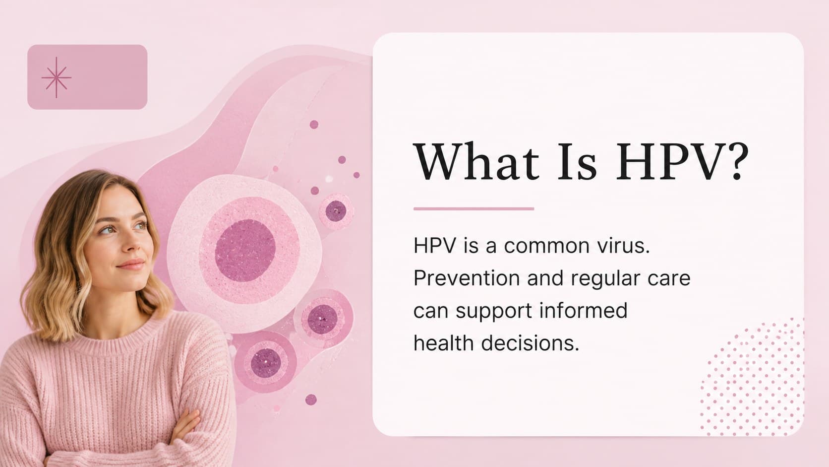 Cervical health workshop slide defining HPV and its relationship to prevention.