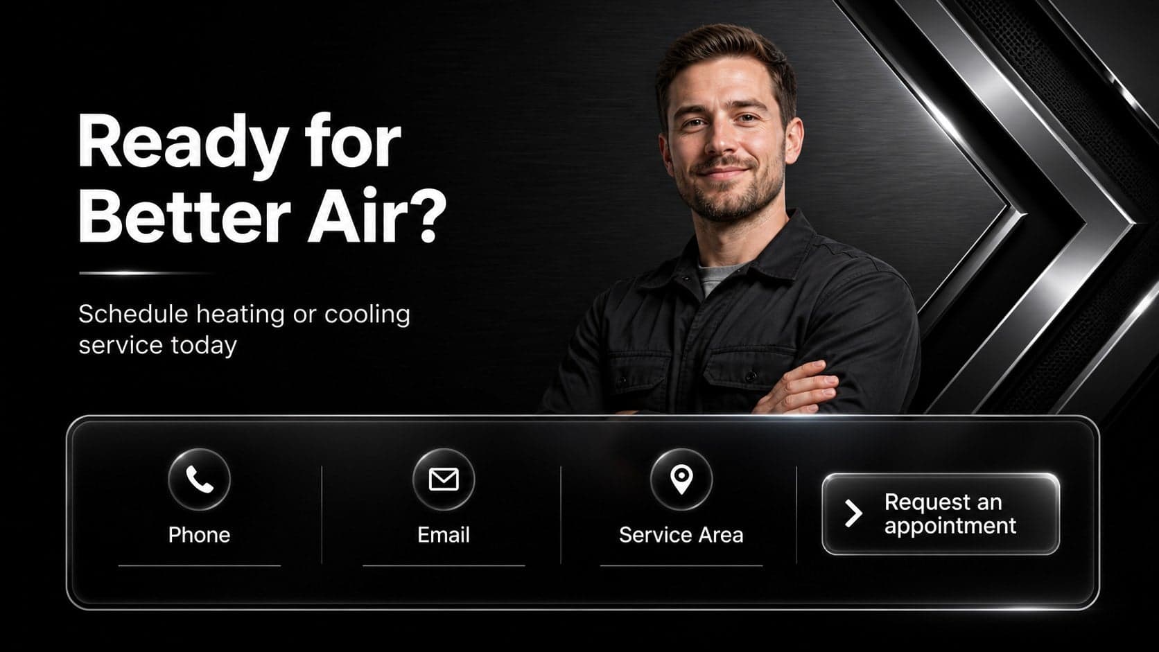Heating maintenance campaign template slide with a clear call to action and editable HVAC contact details.