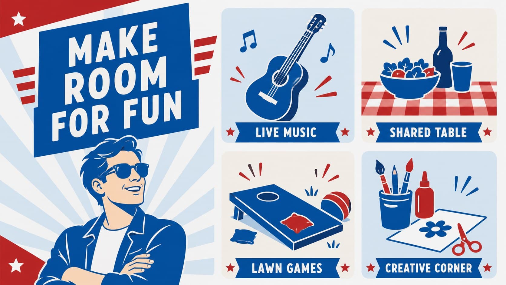 Activities slide listing family-friendly Independence Day celebration ideas.