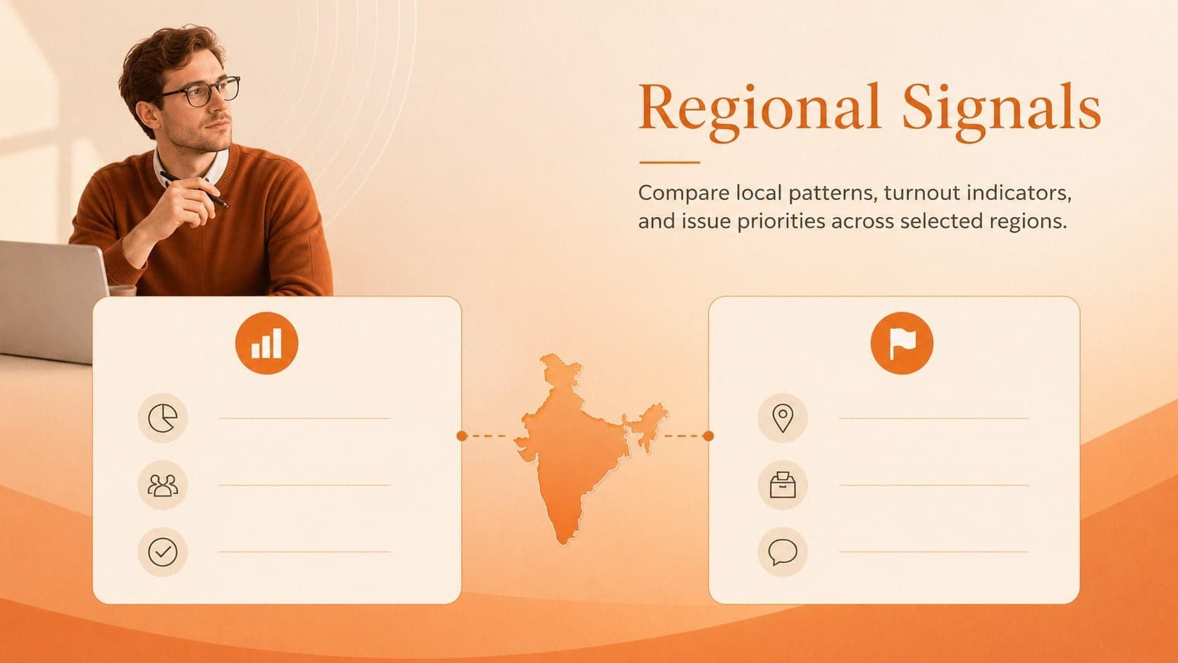 Regional comparison slide for an India ballot analysis briefing.