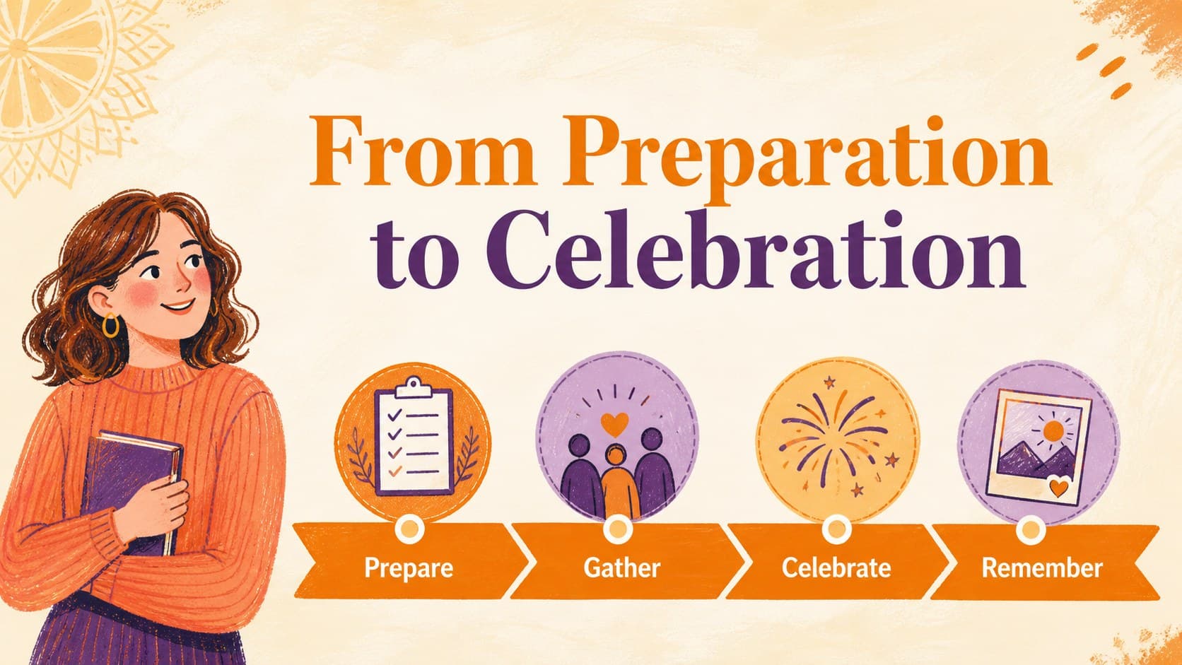 Festival timeline slide in a multicultural social studies slideshow with illustrated milestones.