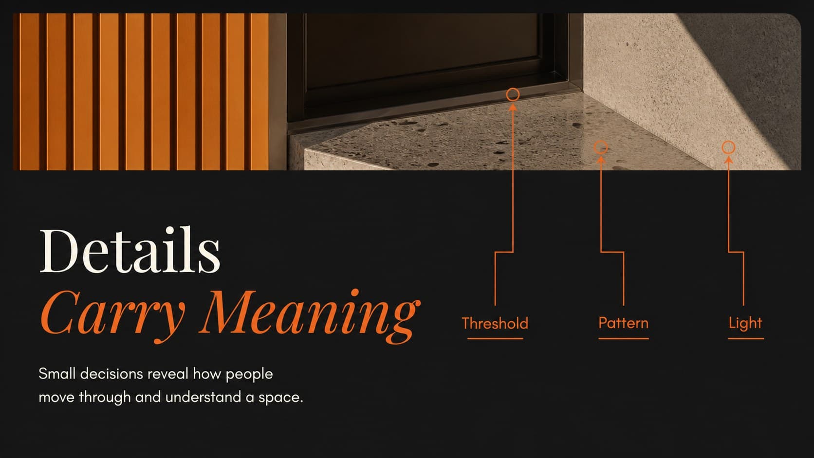 Architectural detail slide highlighting arches, thresholds, and repeated geometric motifs.