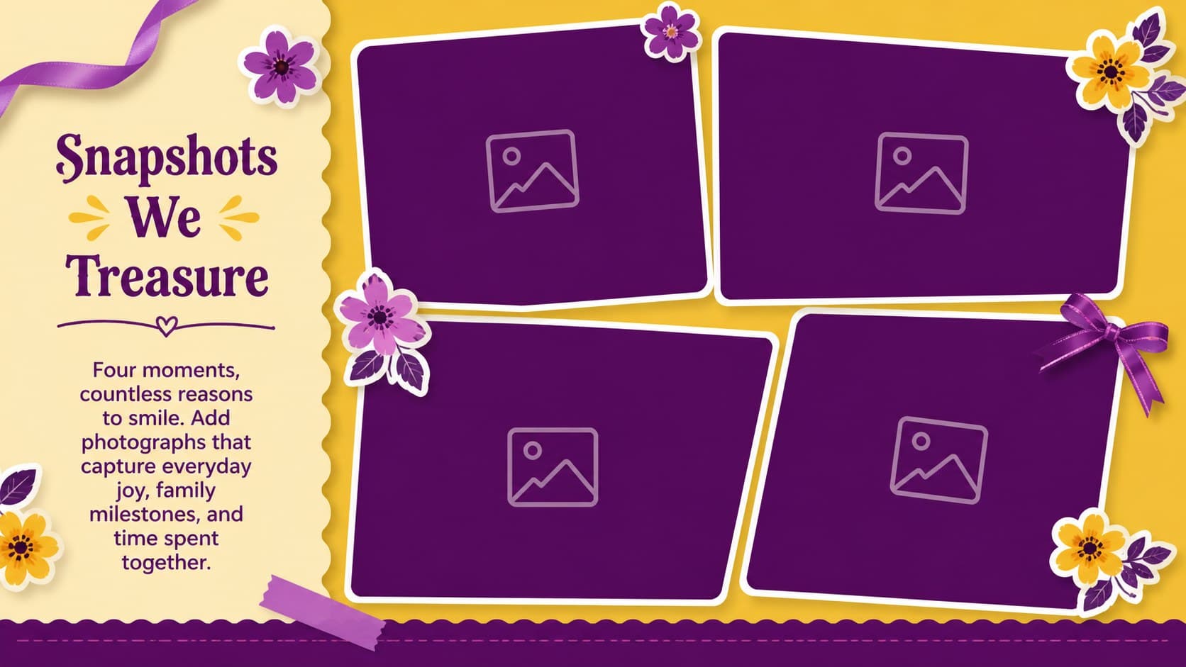 Family Mother's Day memory deck slide with a four-image photo collage and captions.
